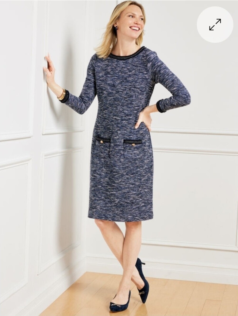 Talbots Tweed Knit A-Line Dress Size 8